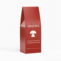 Amanita Vitality Ground Mushroom Coffee — approved packaging design; supplier production verification pending
